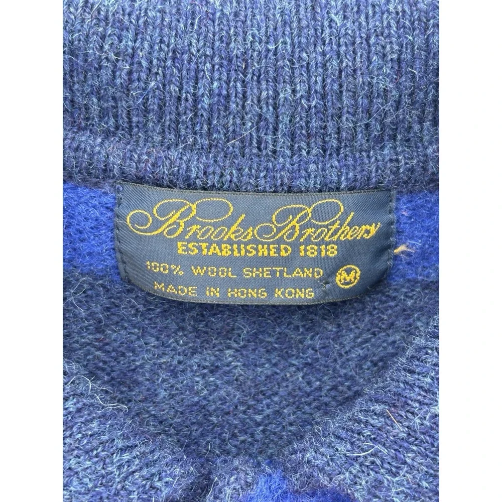 Brooks Brothers Shetland Wool Striped Polo Sweater Men's M Vintage